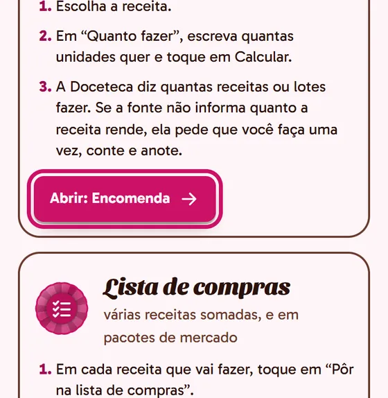 Tela do app: Como usar, aberto num cartão de ferramenta