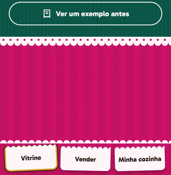 Tela do app: As três plaquinhas de baixo
