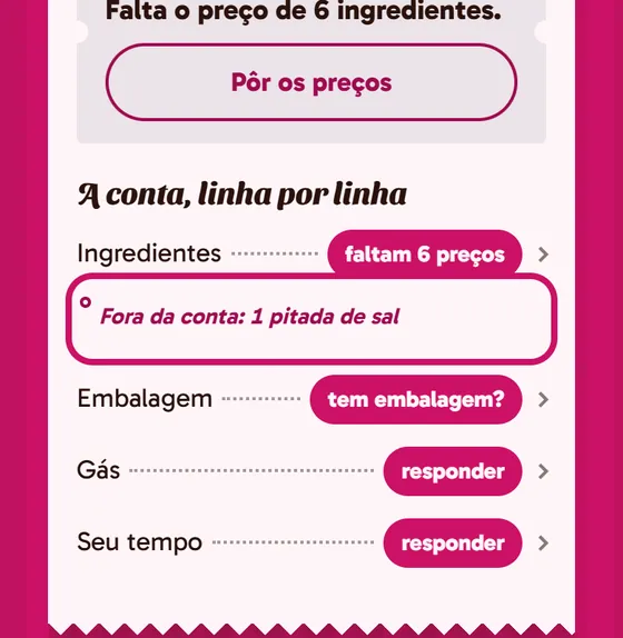 Tela do app: O que ficou fora da conta, dito na notinha
