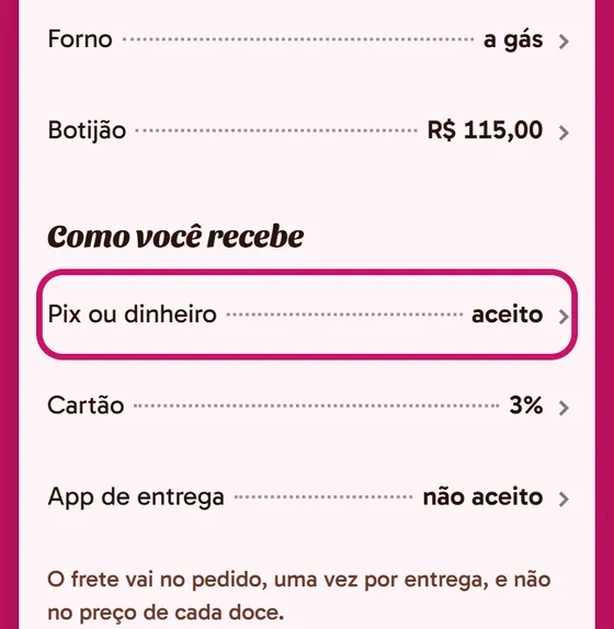 Tela do app: Como você recebe, em Minha cozinha